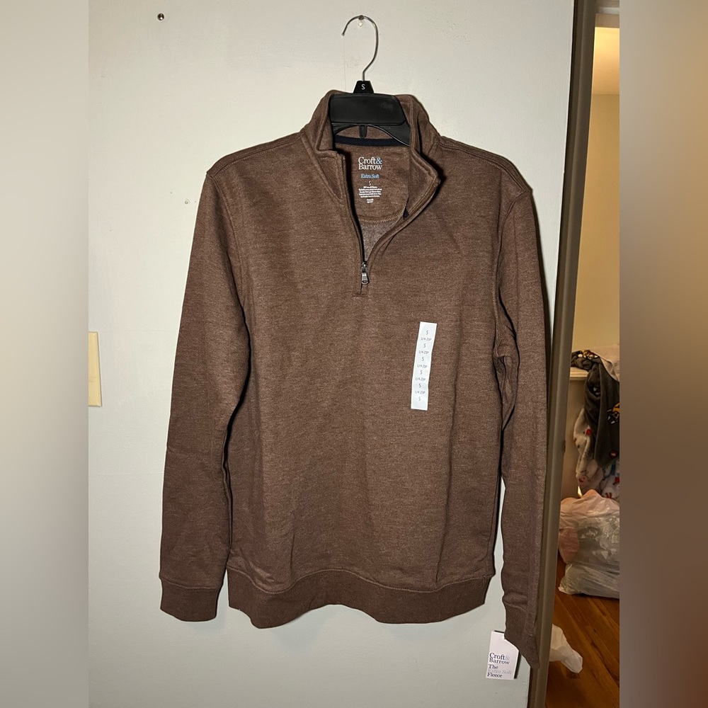 Brown Croft & Borrow Extra soft Fleece Quarterzip